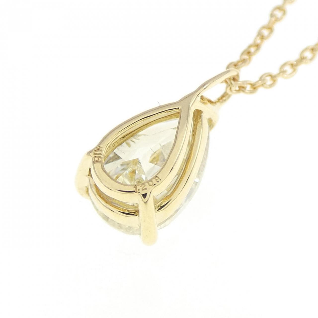 K18YG Diamond Necklace 1.208CT VLY I1 Pear Shape