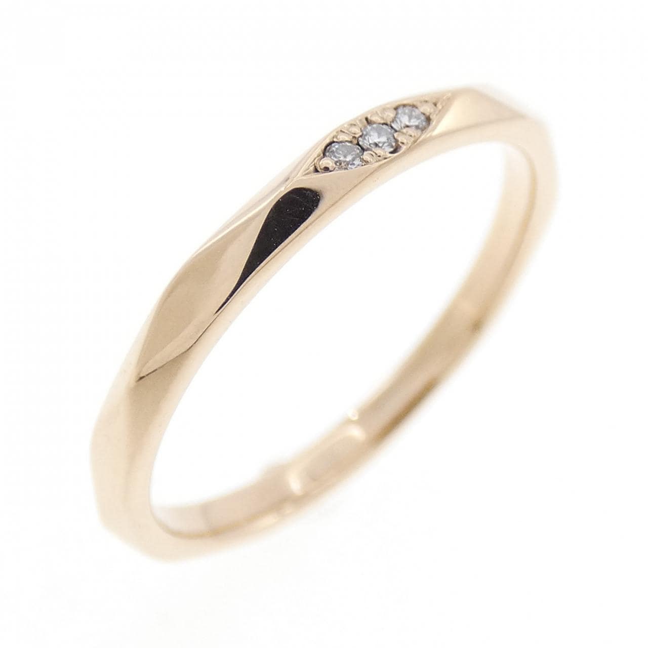 K18PG スリーストーン ダイヤモンド リング 0.01CT