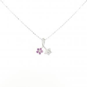 K14WG/K18WG Flower Ruby Necklace