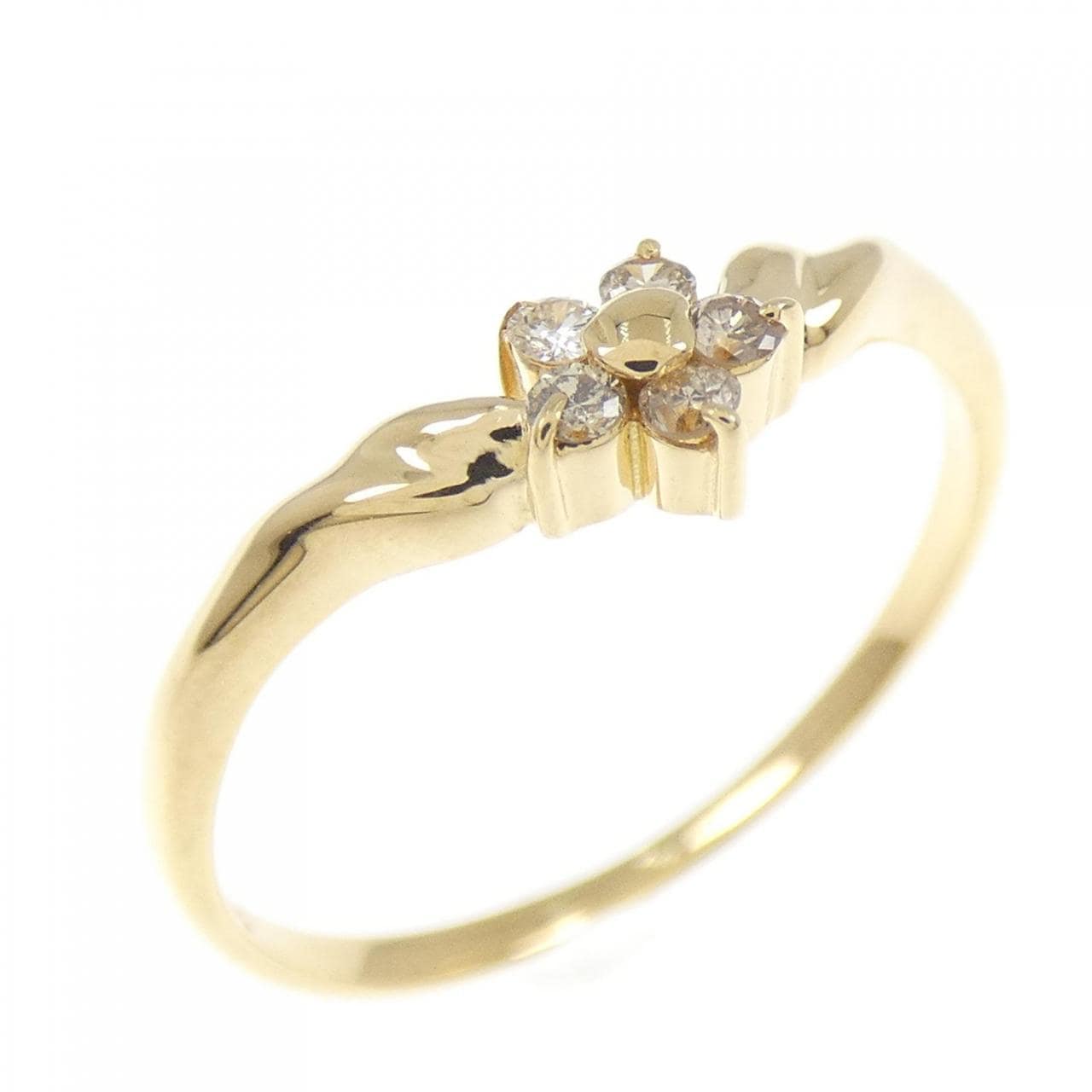 K18YG フラワー ダイヤモンド リング