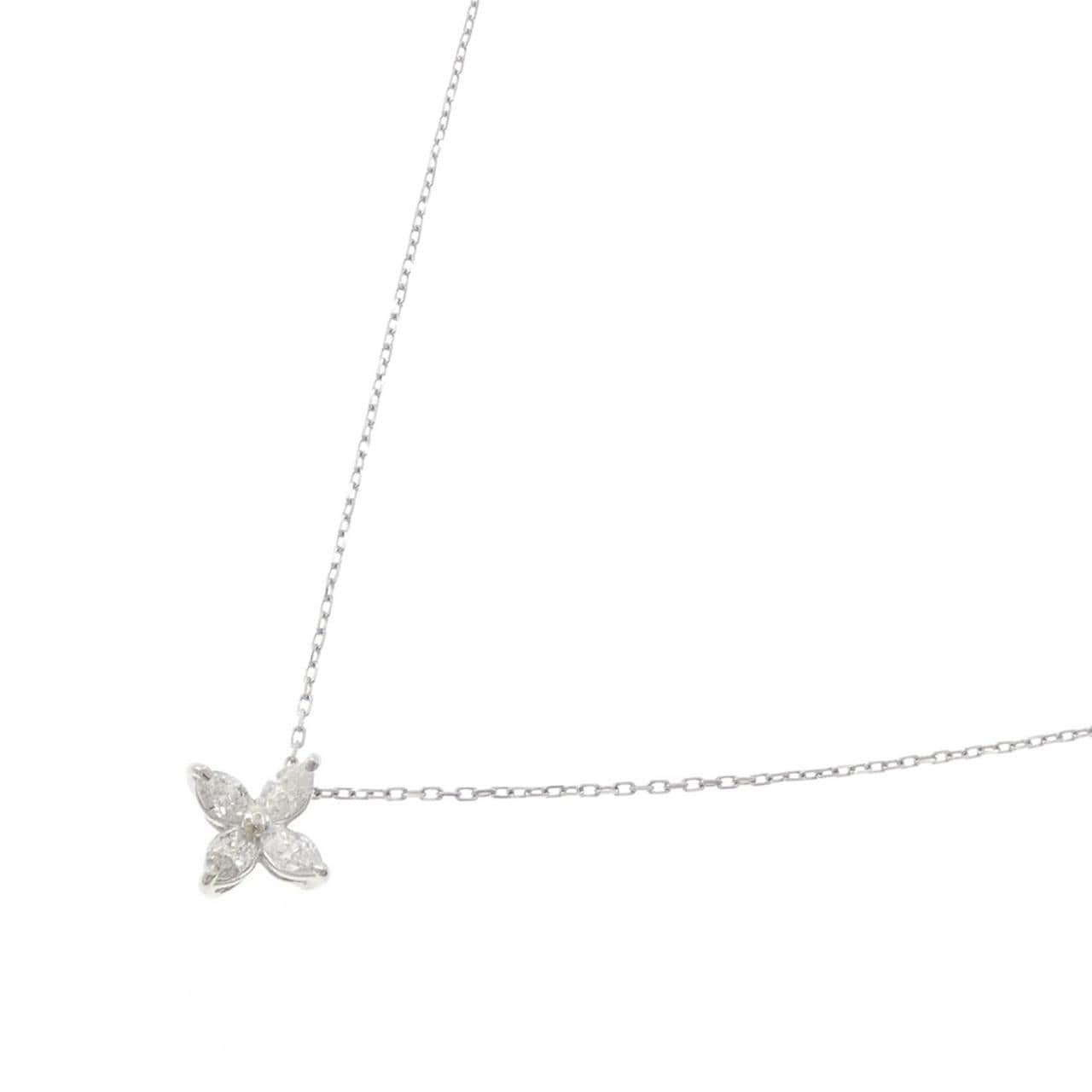 PT900/PT850 フラワー ダイヤモンド ネックレス 0.40CT