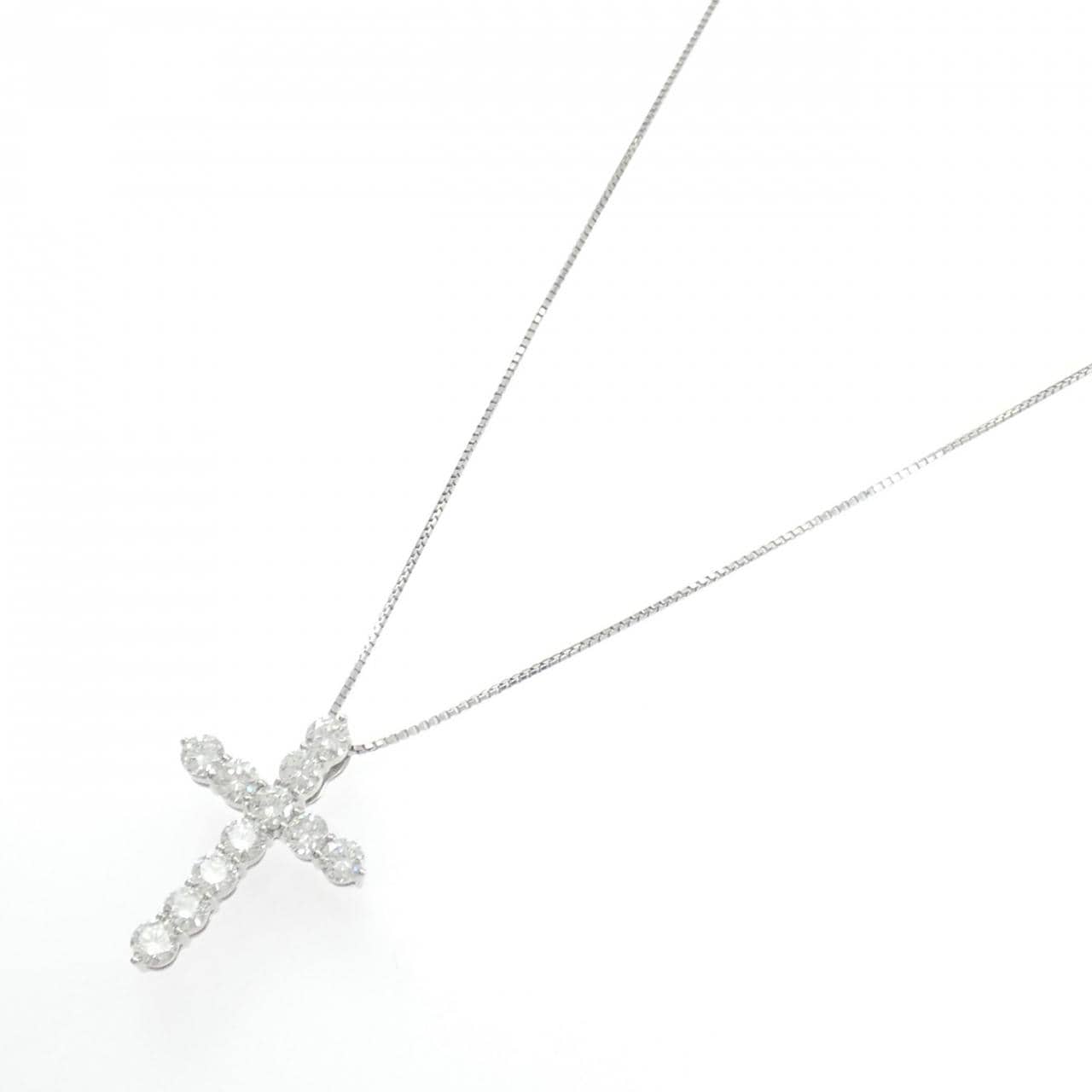 【新品】PT900/PT850 クロス ダイヤモンド ネックレス 2.270CT E VS2 VG