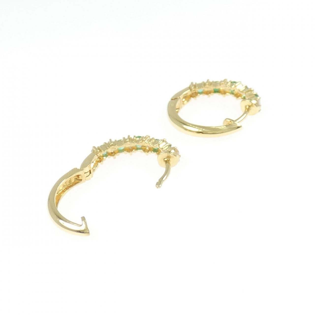 K18YG エメラルド フープ ピアス