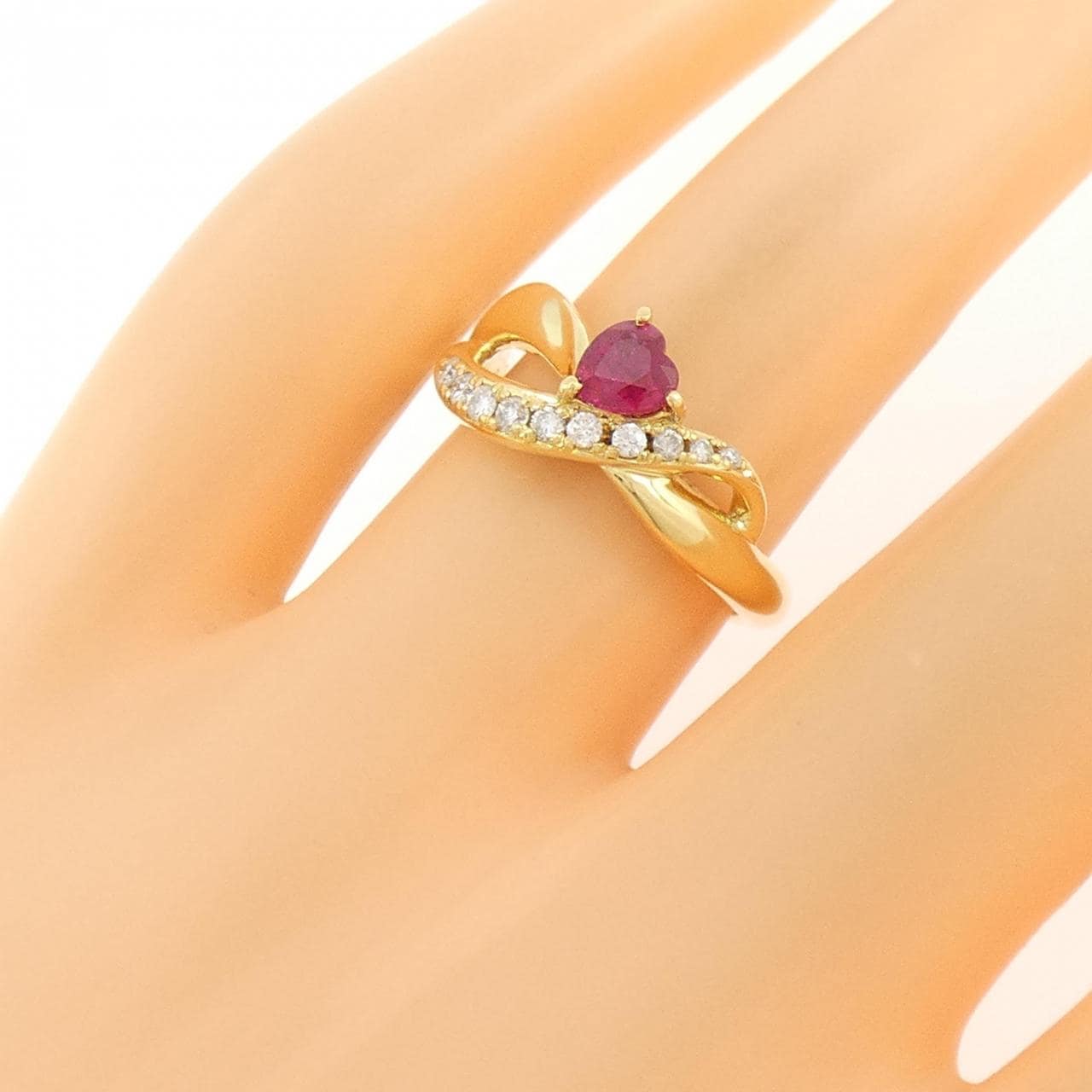 K18YG ハート ルビー リング 0.41CT