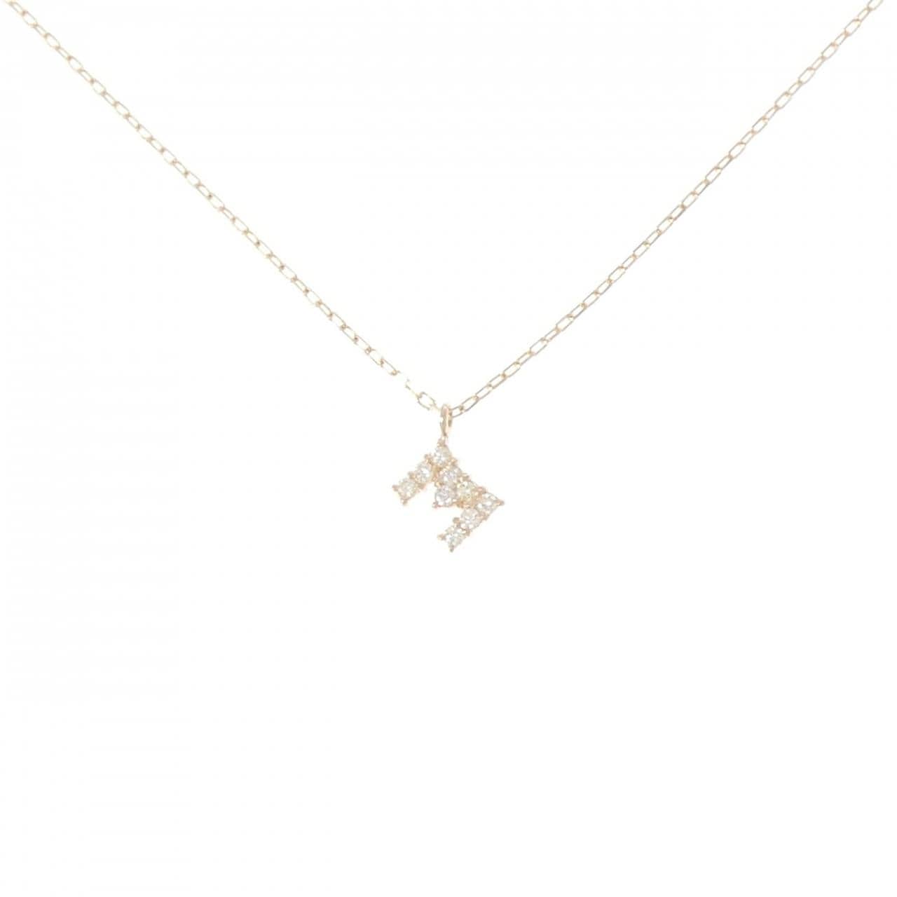 K10YG イニシャルM ダイヤモンド ネックレス 0.08CT