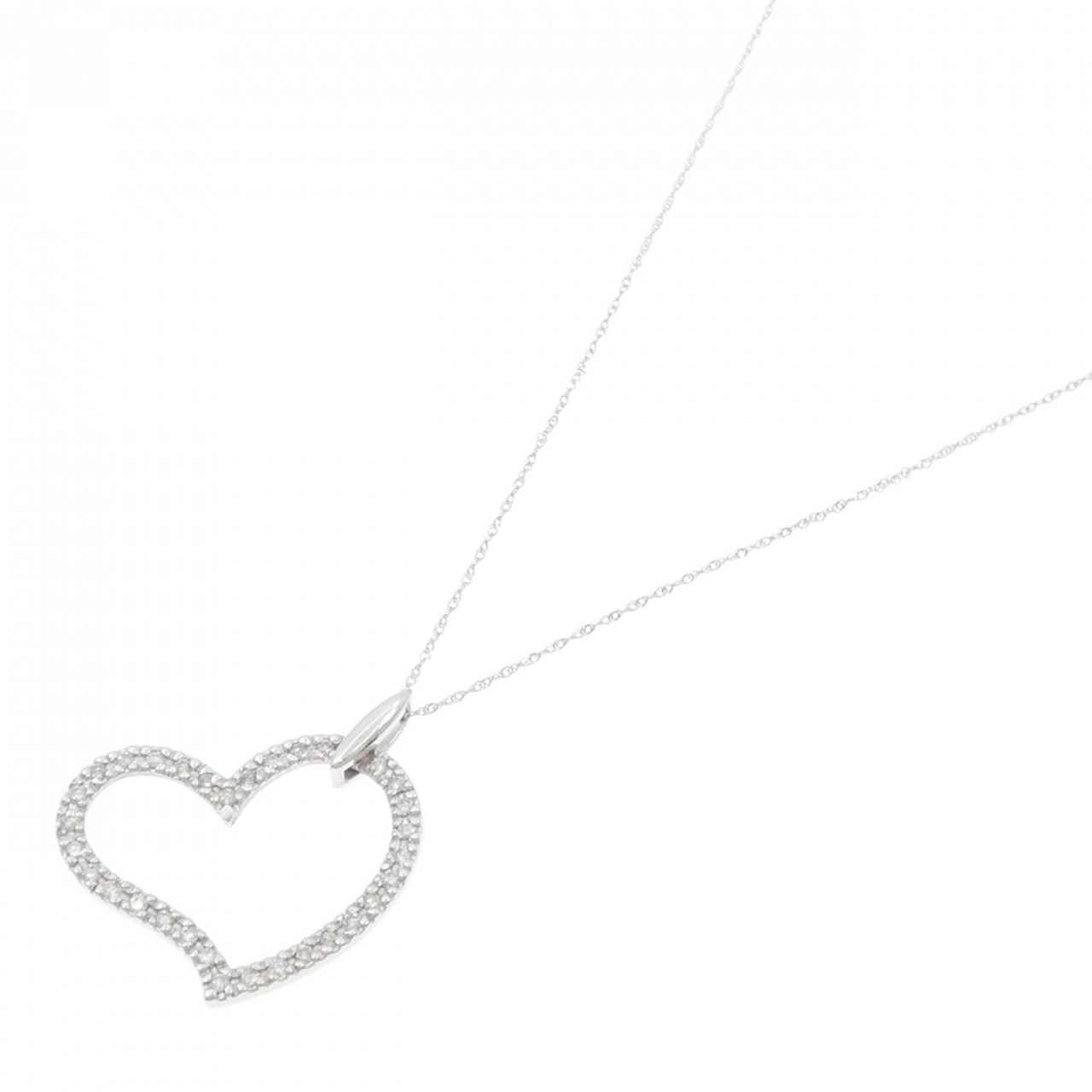 K18WG ハート ダイヤモンド ネックレス 0.50CT