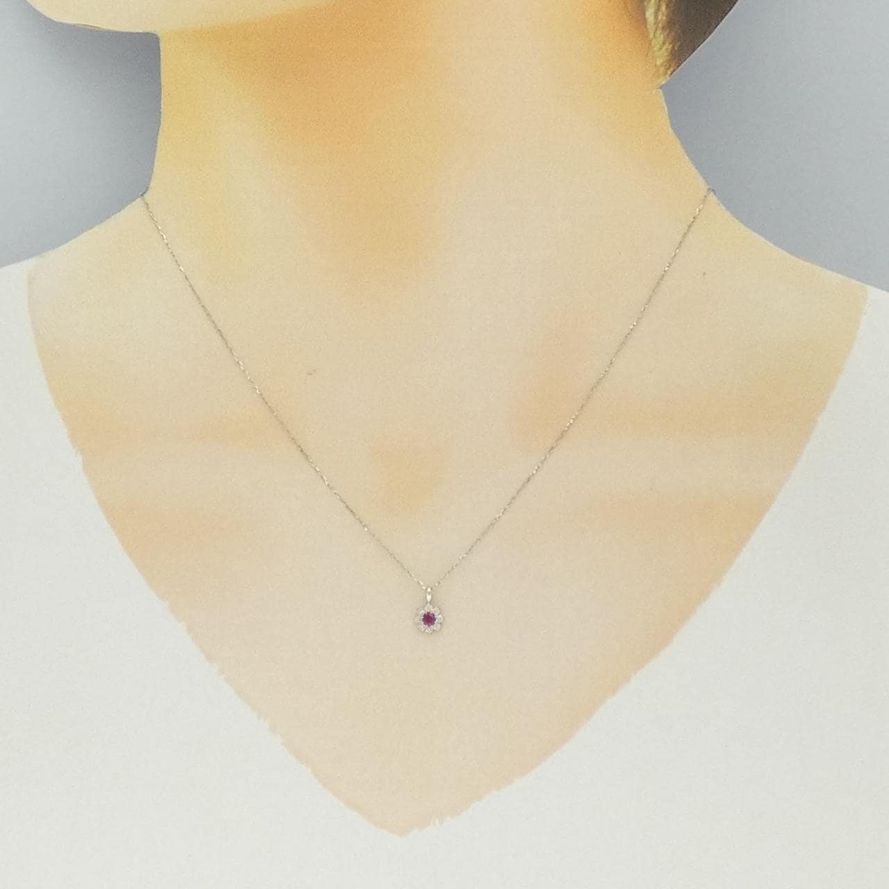 【新品】PT900 ルビー ネックレス 0.09CT