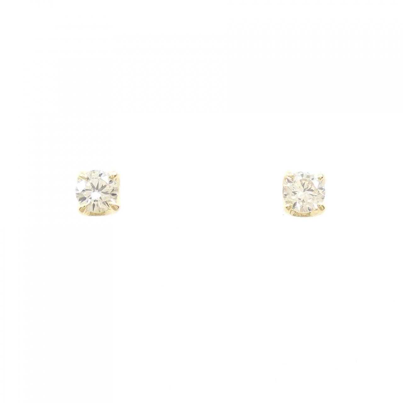 K18YG Solitaire Diamond Earrings 0.2CT