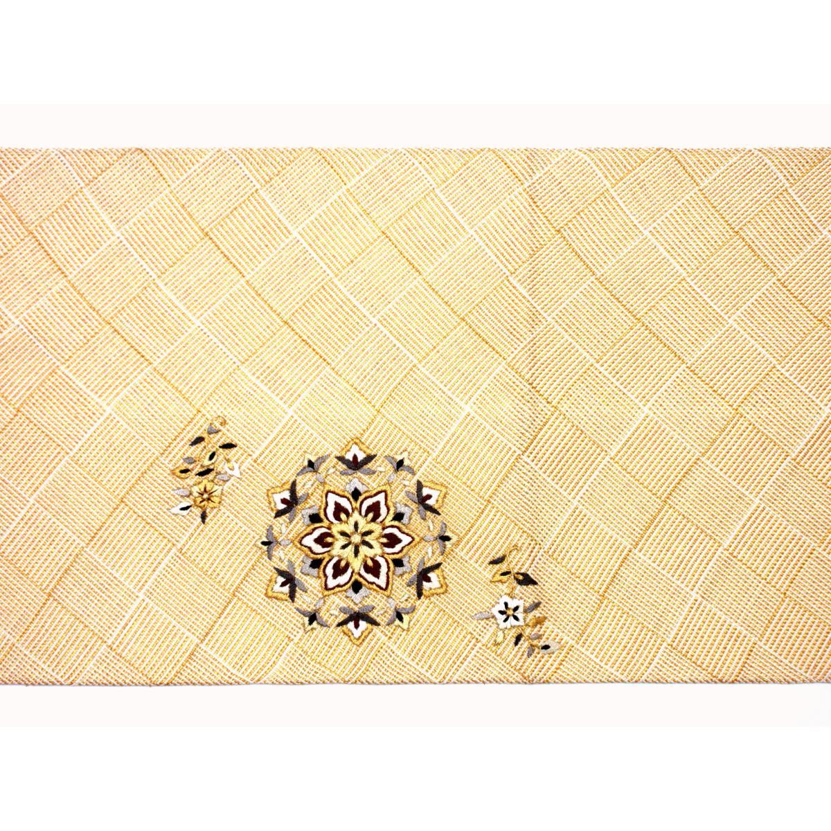 袋帯　組糸織　刺繍加工
