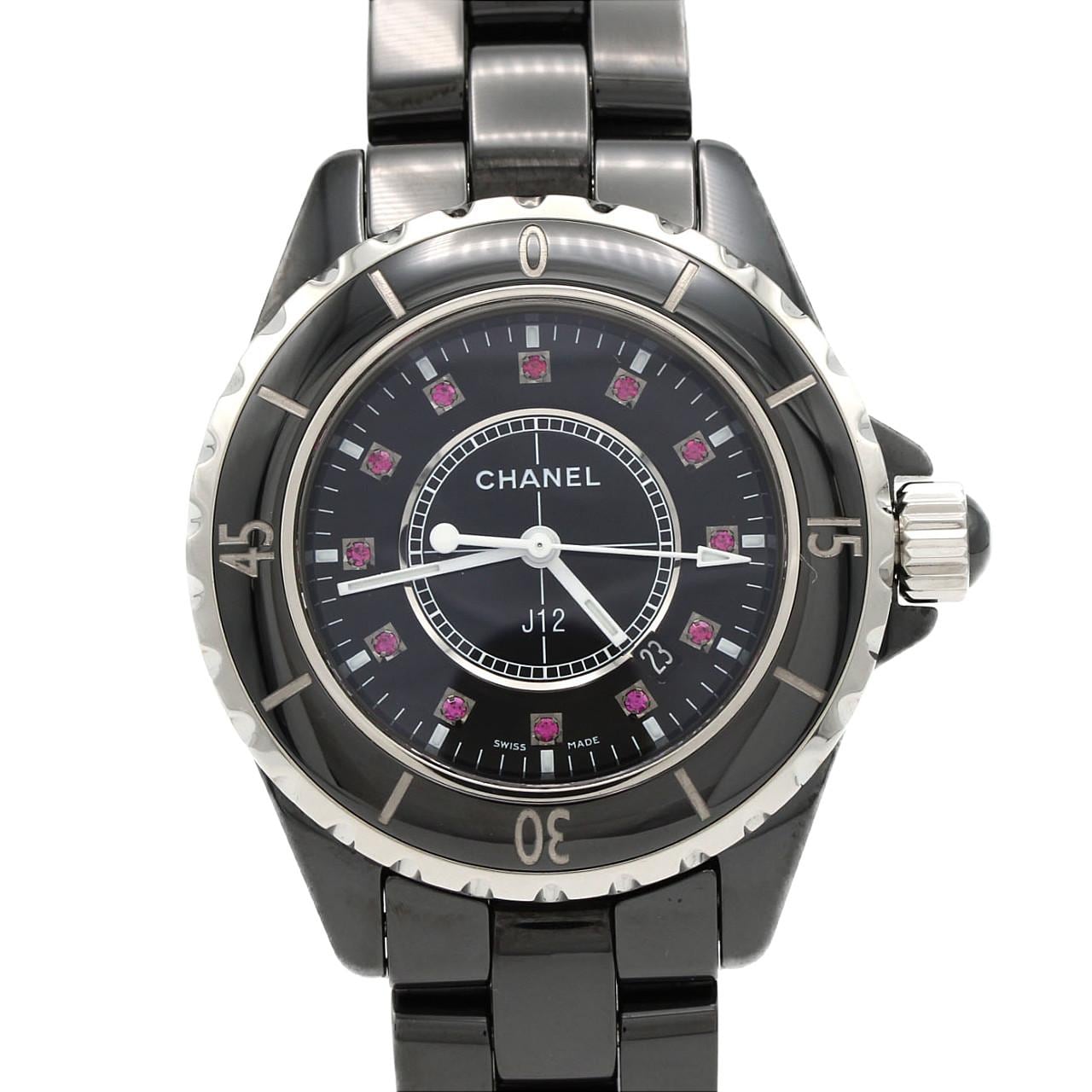 シャネル J12 33mmセラミック･12Pルビー H1634 セラミック クォーツ