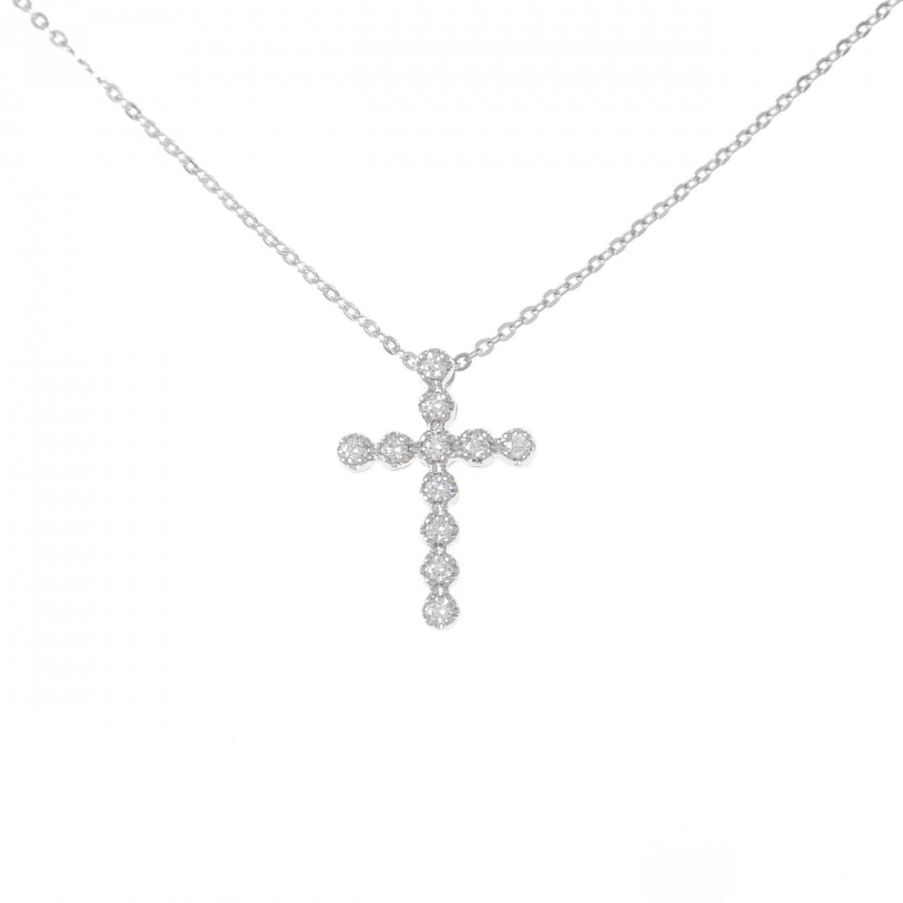 K18WG/750WG クロス サファイヤ ネックレス 0.39CT