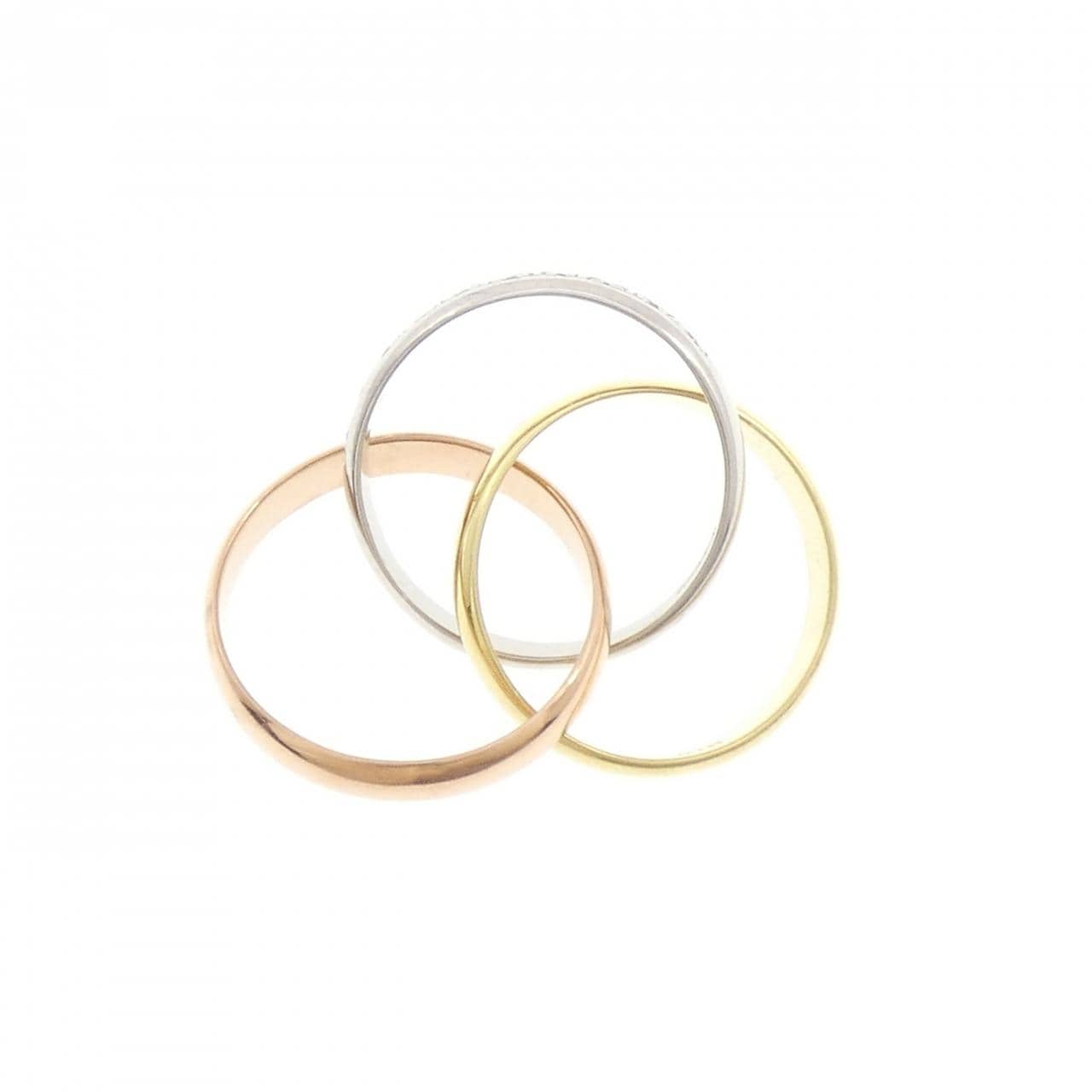 K18YG/PT900/K18PG ダイヤモンド リング 0.10CT