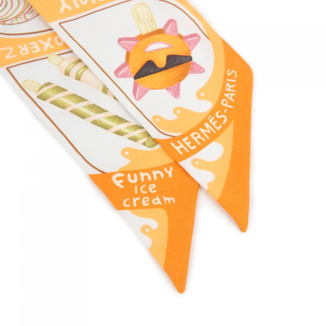 [Unused items] HERMES FUNNY ICE CREAM Twilly 064109S Scarf