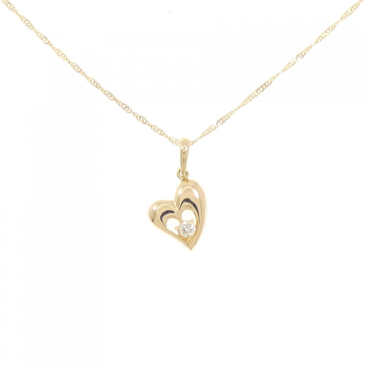 K18YG/750YG ハート ダイヤモンド ネックレス 0.05CT