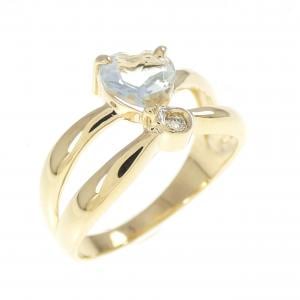 K18YG ハート アクアマリン リング