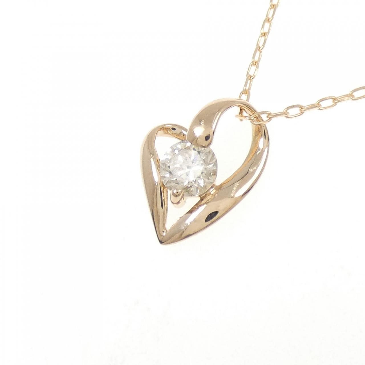 K18PG ハート ダイヤモンド ネックレス 0.30CT