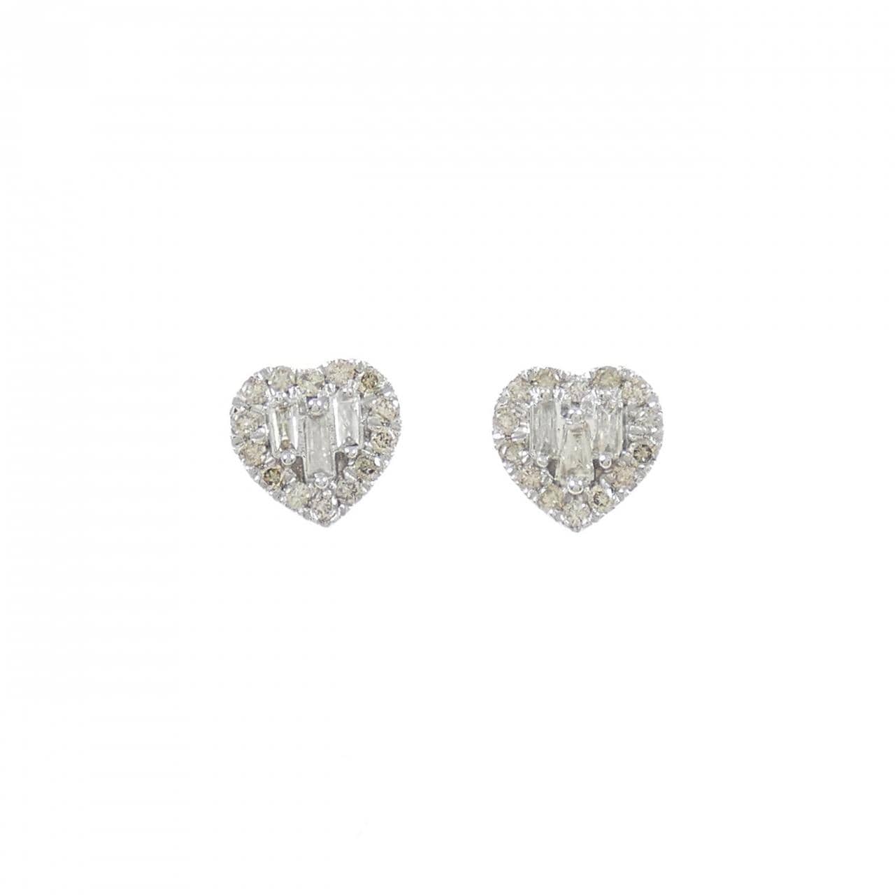 K18WG ハート ダイヤモンド ピアス 0.20CT