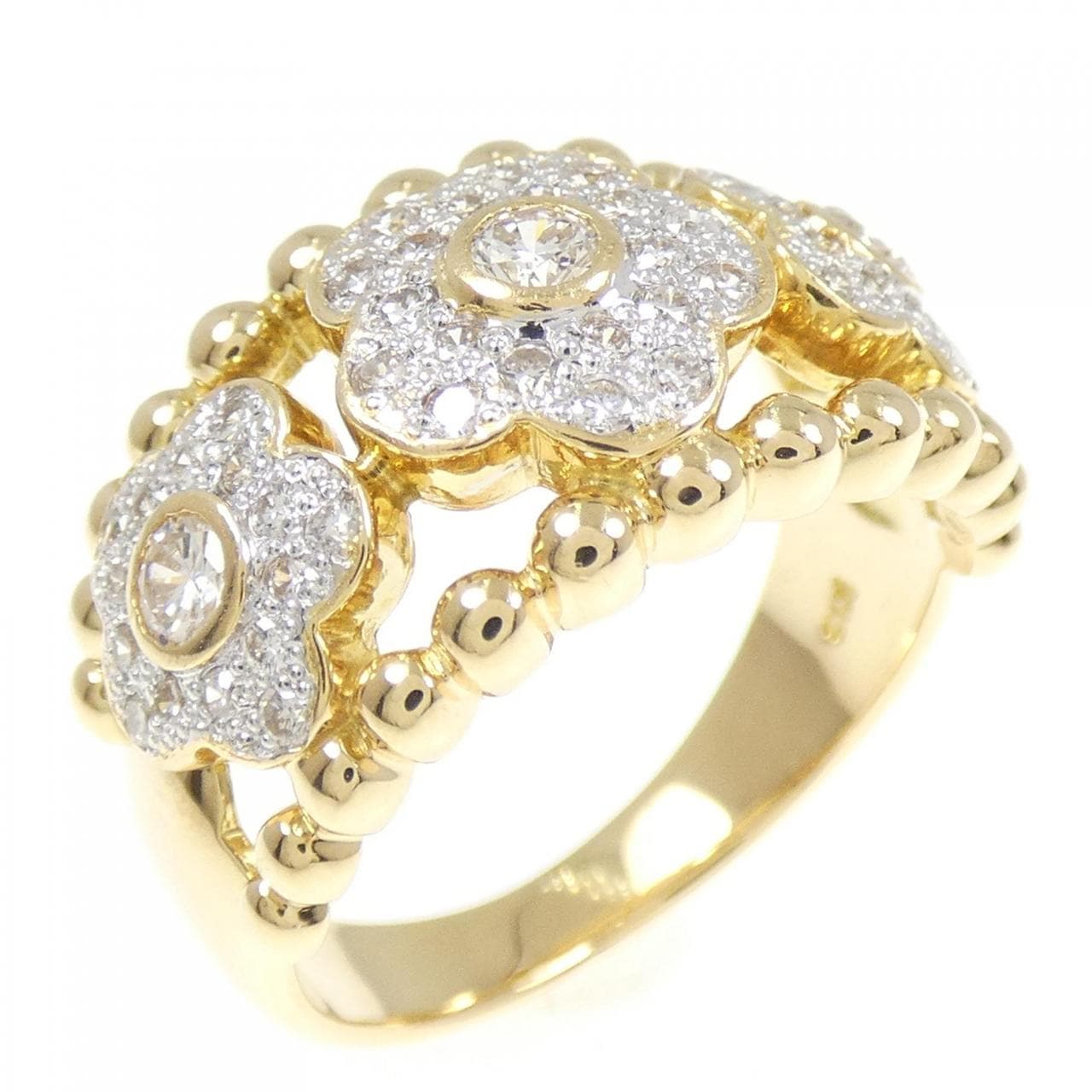 K18YG/K18WG フラワー ダイヤモンド リング 0.56CT