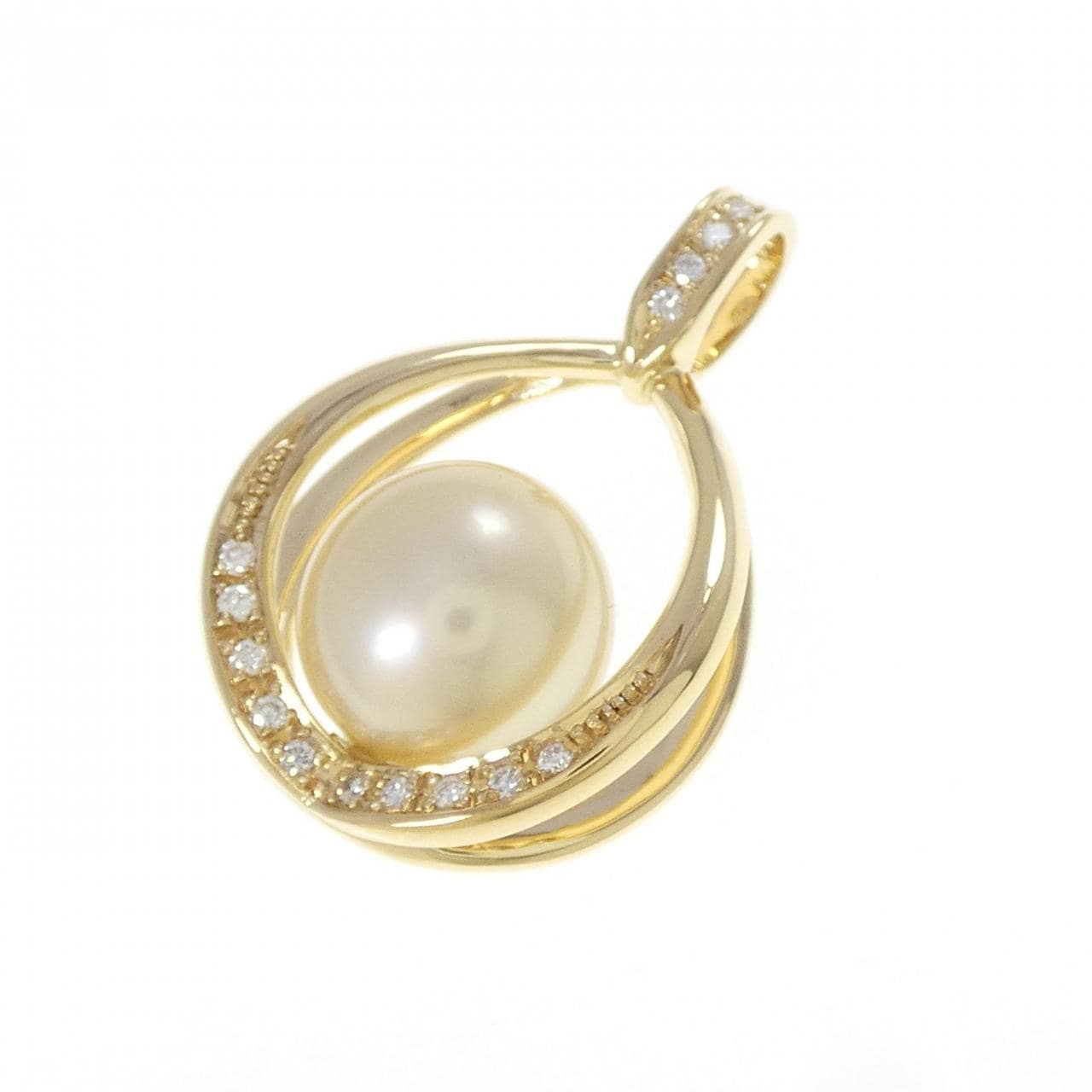 K18YG 白蝶パール ペンダント 12mm