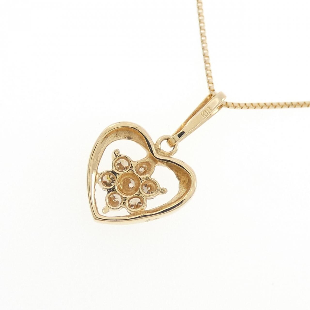 K18YG ハート ダイヤモンド ネックレス