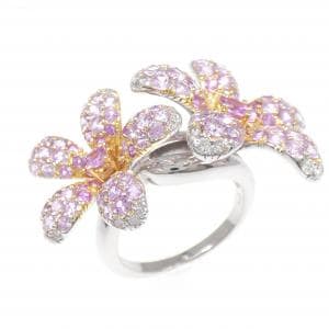 750WG/750YG フラワー サファイヤ リング 4.00CT