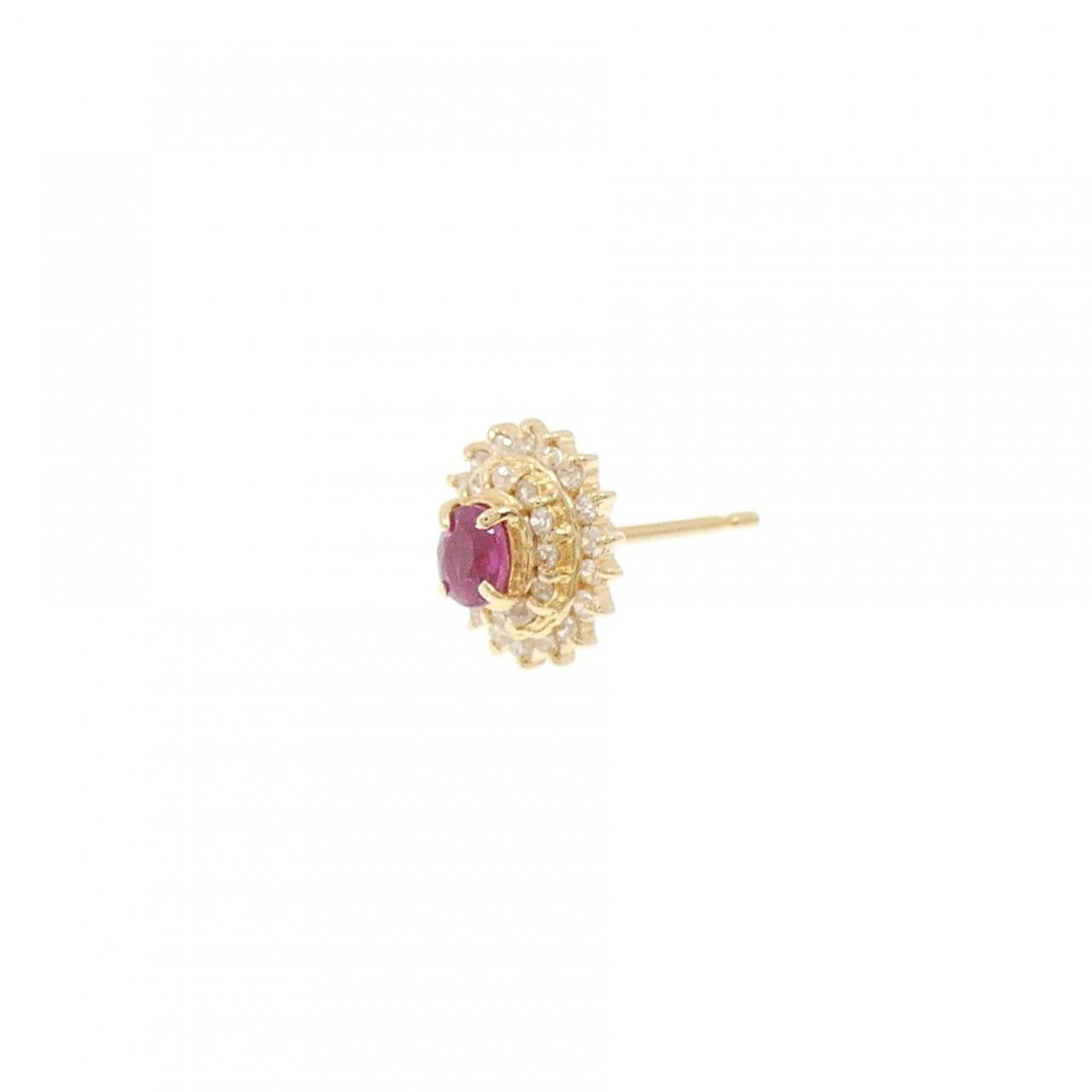 K18YG ルビー ピアス 0.14CT 片耳