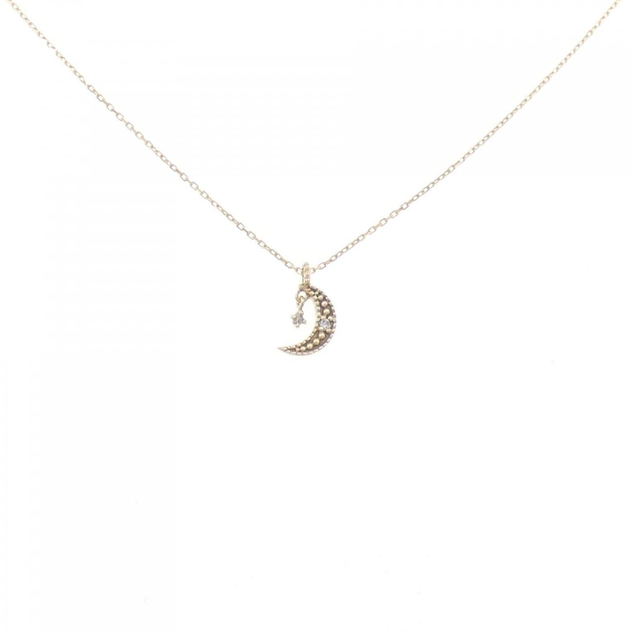 K10YG ムーン ダイヤモンド ネックレス 0.01CT