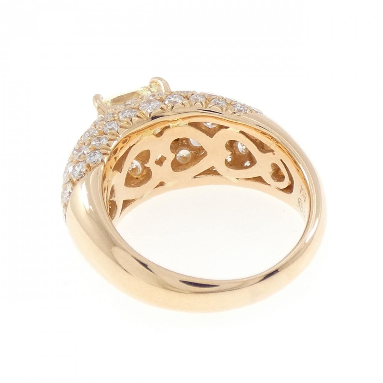 K18PG ダイヤモンド リング 1.527CT LY SI2 ファンシーカット