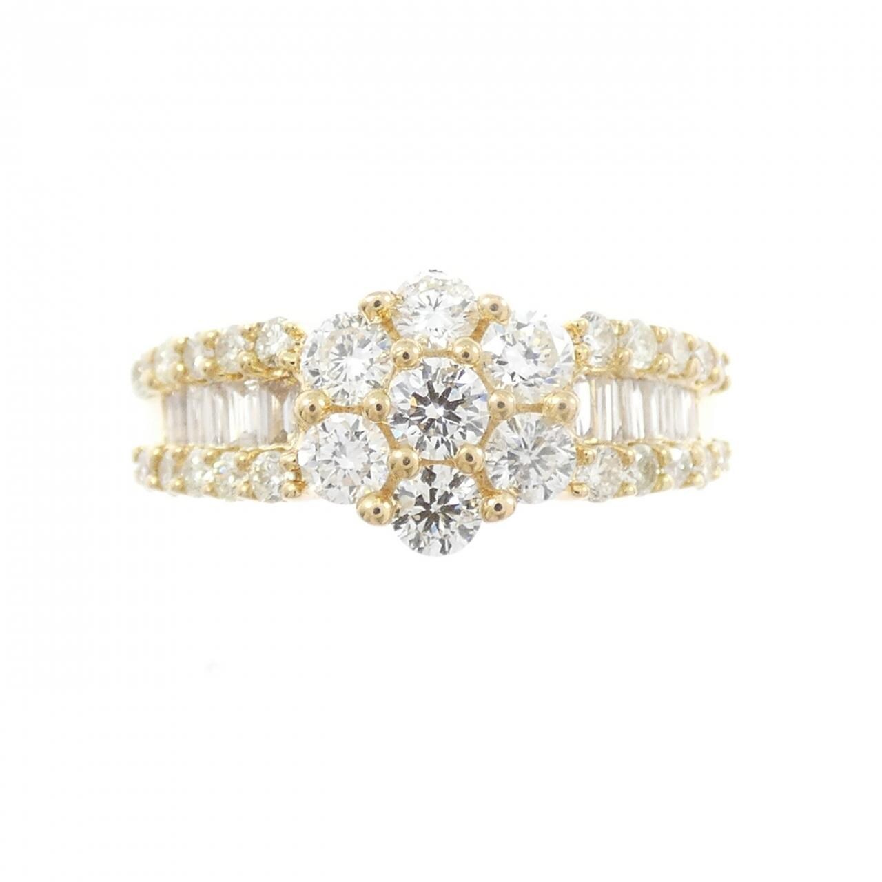 K18YG フラワー ダイヤモンド リング 1.00CT