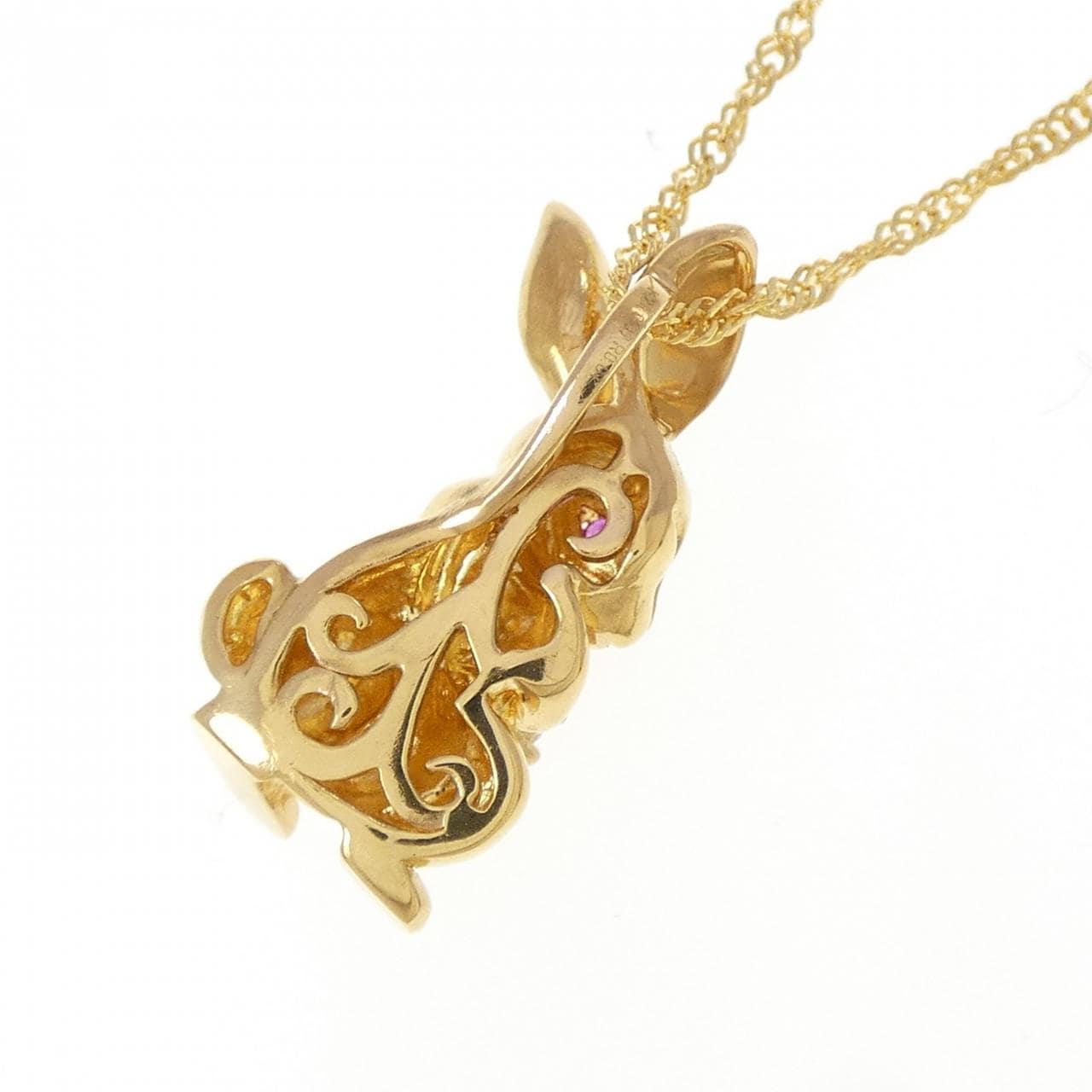 K24YG ラビット ルビー ネックレス 0.01CT