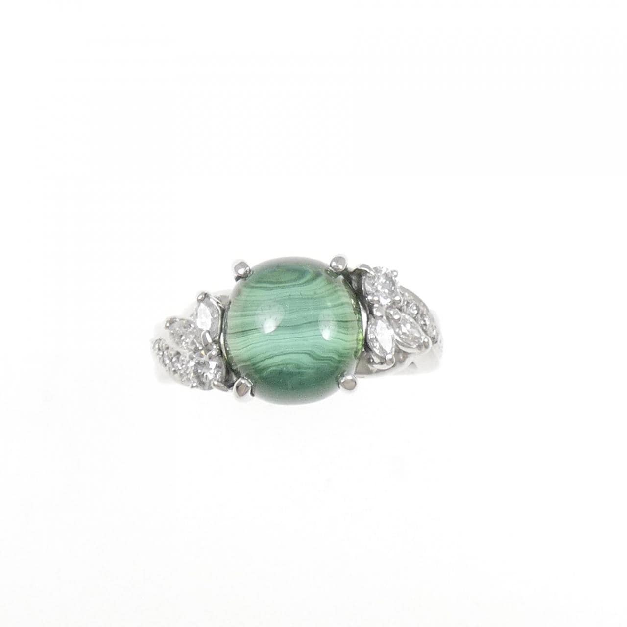 K18WG トルマリンキャッツアイ リング 5.27CT