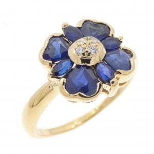 K18YG フラワー サファイヤ リング 1.5CT