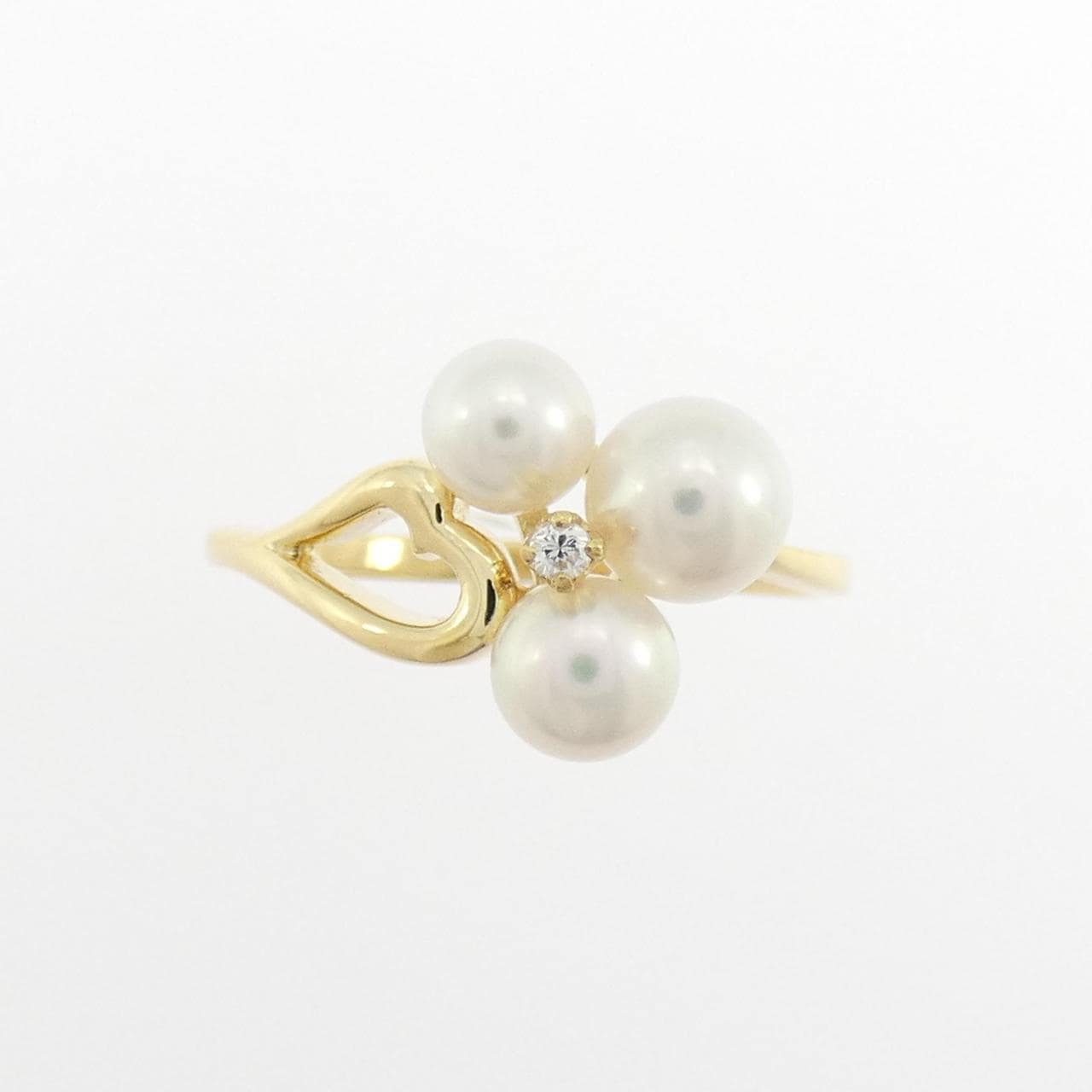 K18YG ハート アコヤパール リング