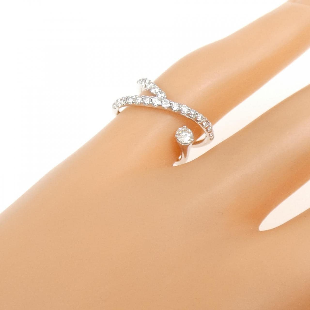 K18WG ダイヤモンド ピンキー リング 0.35CT