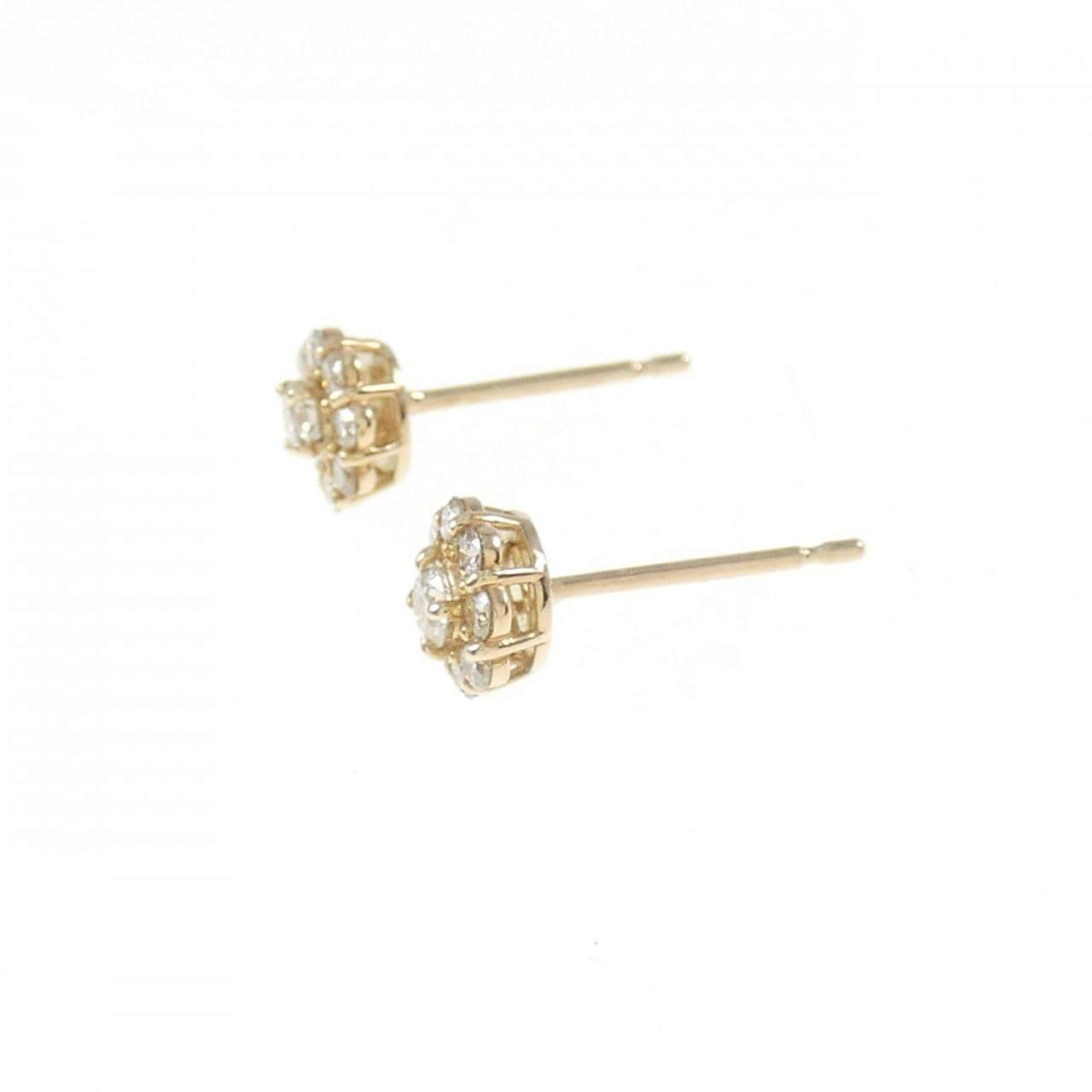 [BRAND NEW] K18PG Flower Diamond Earrings 0.30CT