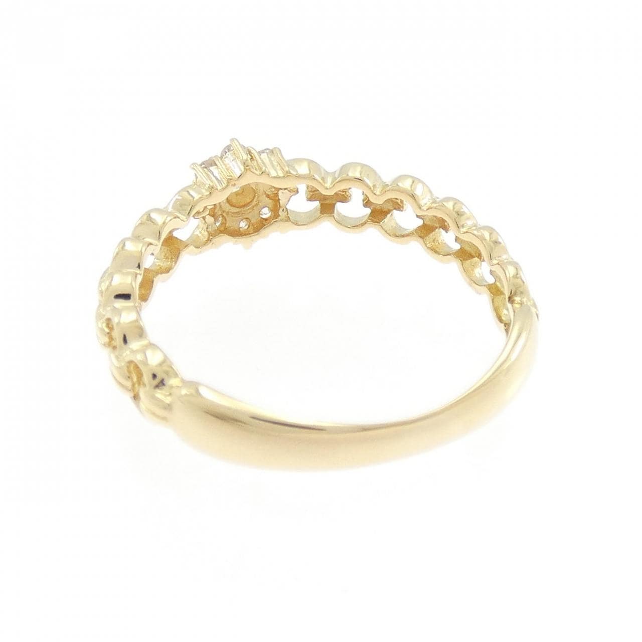 K18YG フラワー ダイヤモンド リング 0.13CT