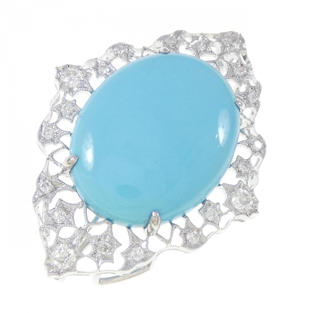 K18WG ターコイズ ブローチ