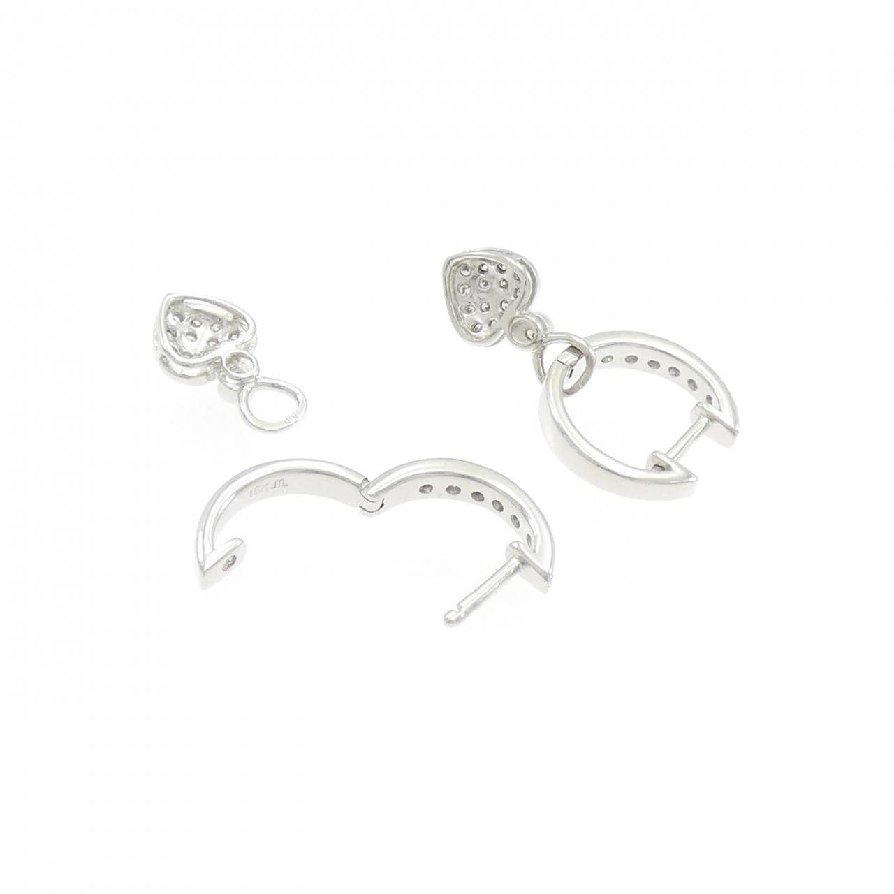 18KWG/K18WG 2WAY ハート ダイヤモンド ピアス