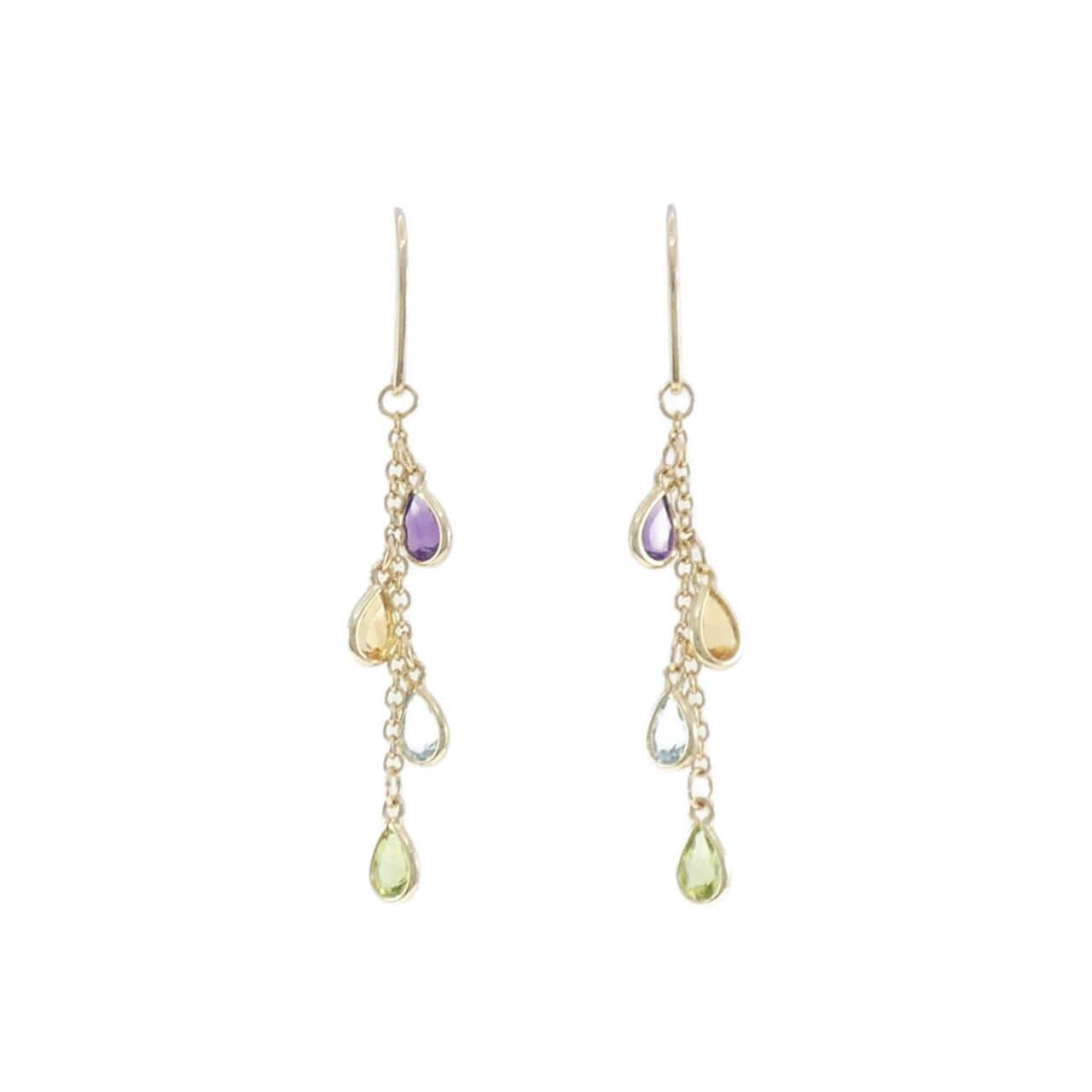 14KTYG カラーストーン ピアス