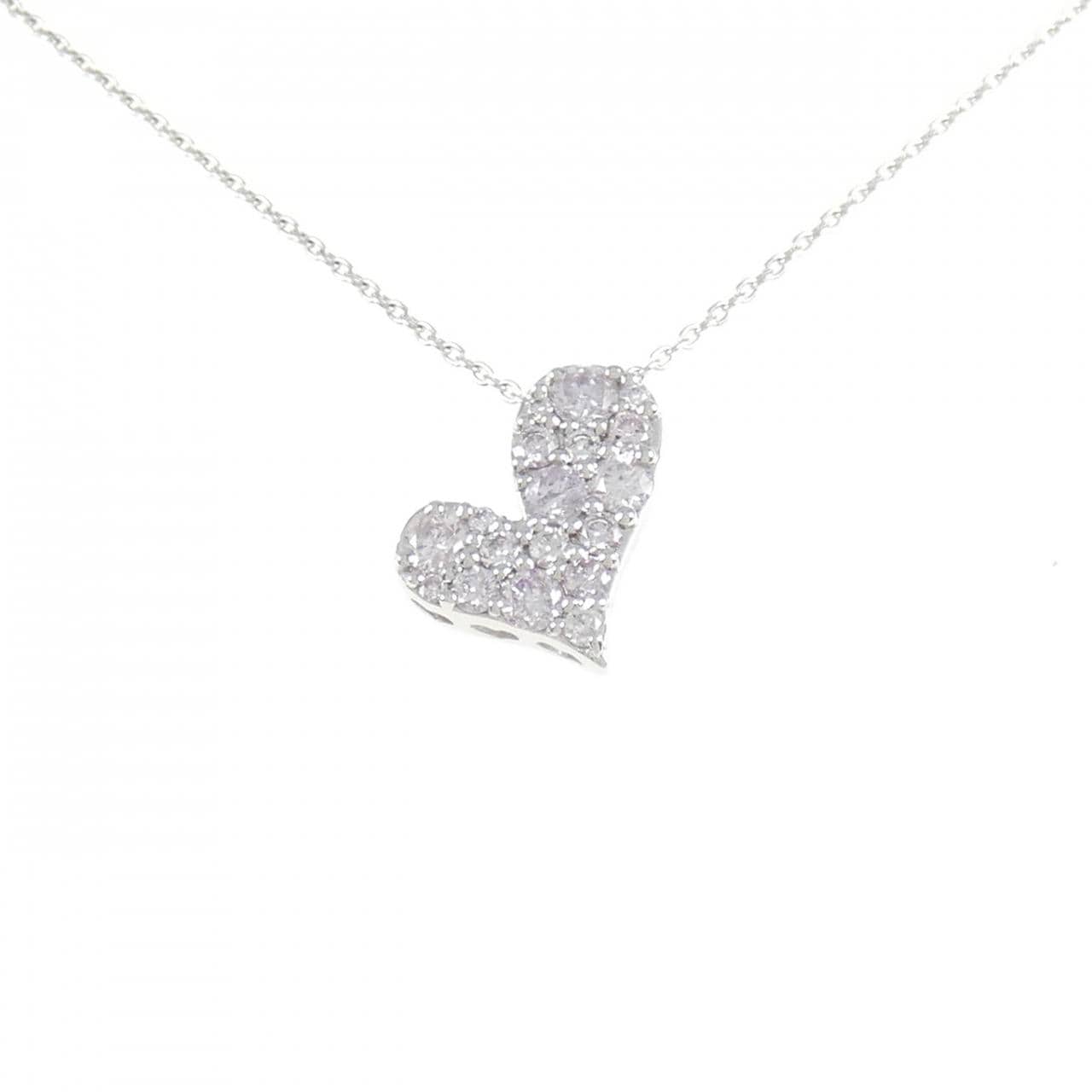 K18WG ハート ダイヤモンド ネックレス 1.00CT