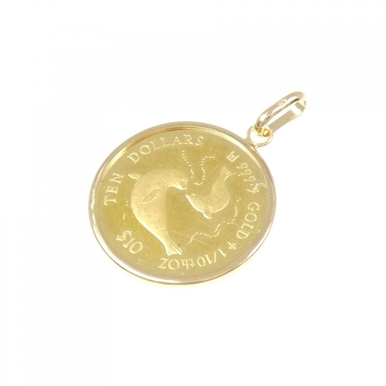 K18YG (frame) coin pendant