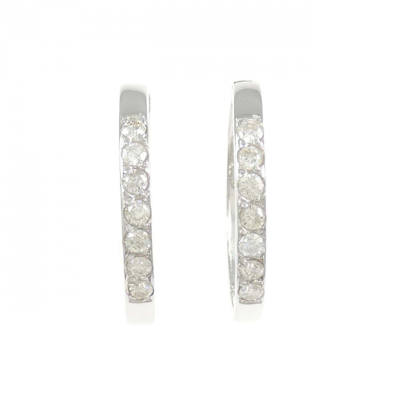 K18WG ダイヤモンド フープ ピアス 0.70CT