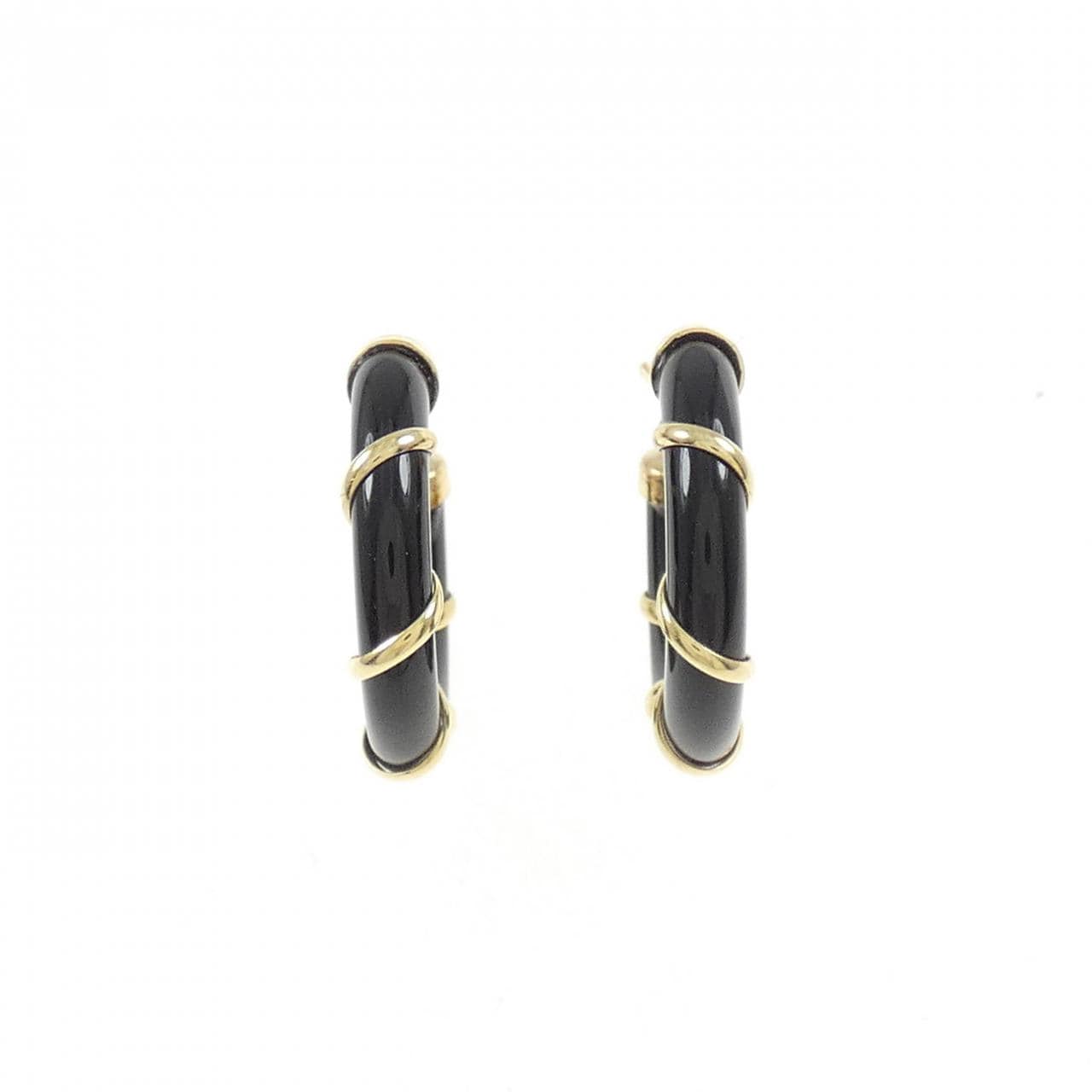[BRAND NEW] K18YG onyx earrings