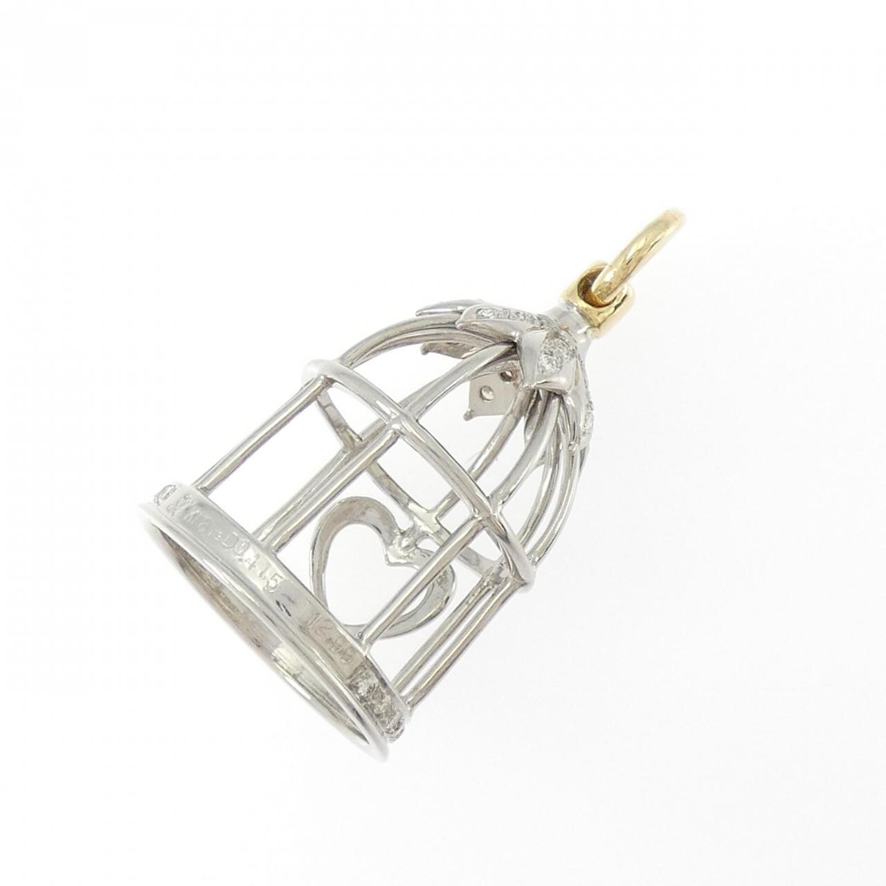 K18WG/K18YG ハート ダイヤモンド ペンダント 0.415CT