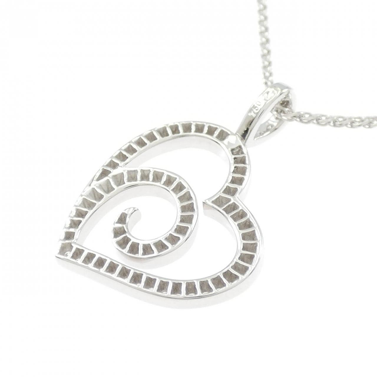 750WG ハート ダイヤモンド ネックレス