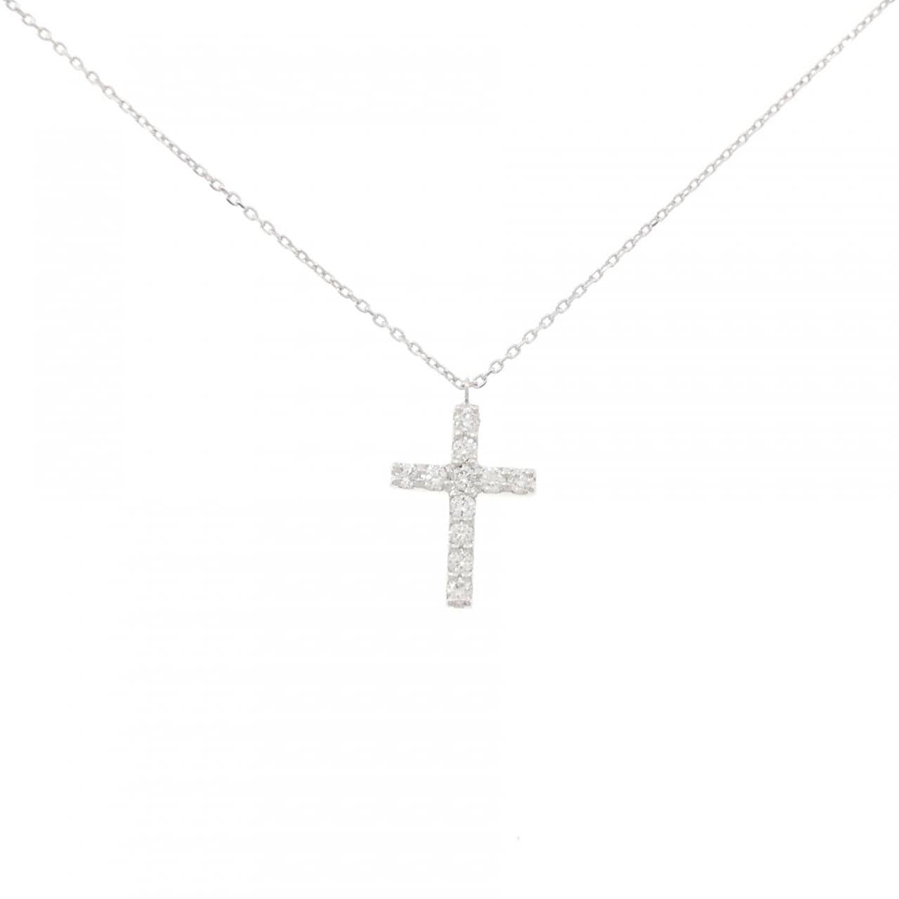 K18WG クロス ダイヤモンド ネックレス 0.20CT