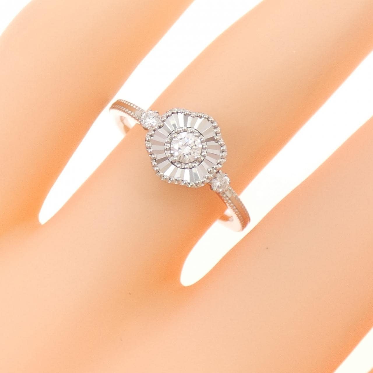 K18WG ダイヤモンド リング 0.16CT