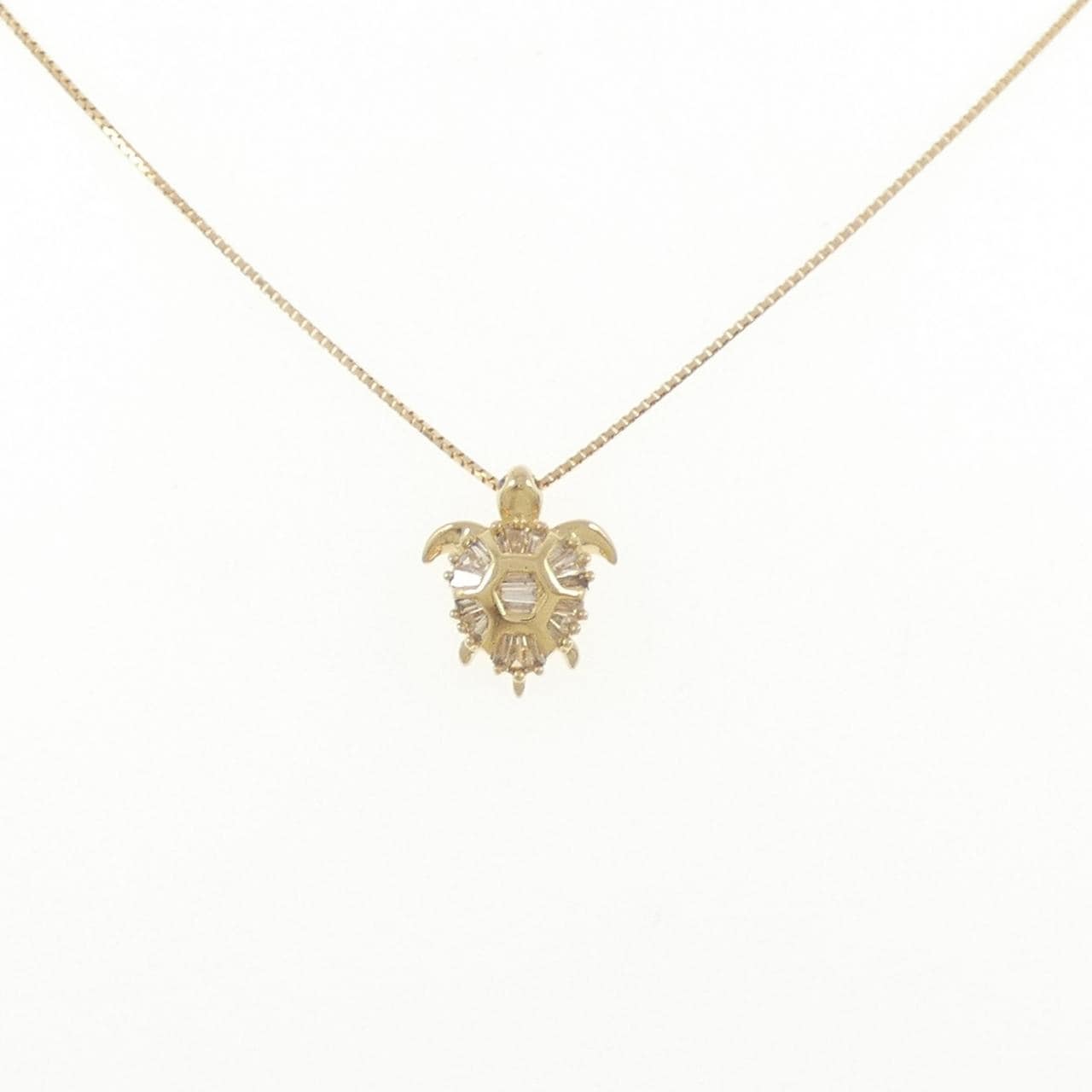 K18YG タートル ダイヤモンド ネックレス 0.24CT