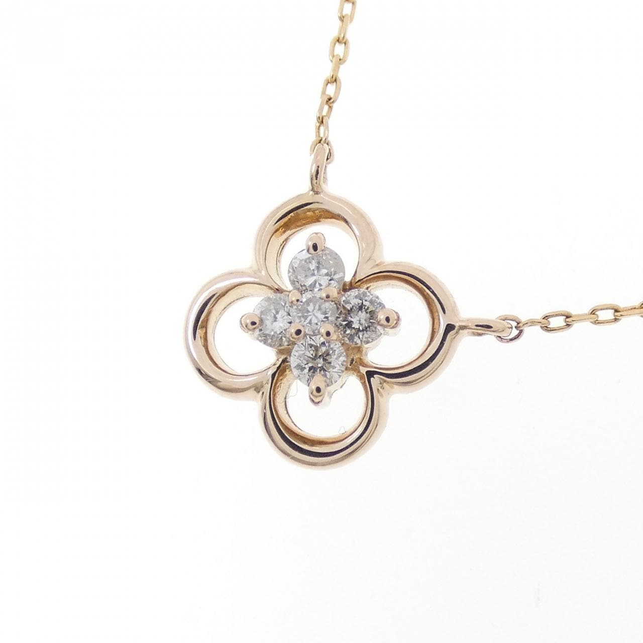 K18PG/K18YG フラワー ダイヤモンド ネックレス 0.10CT