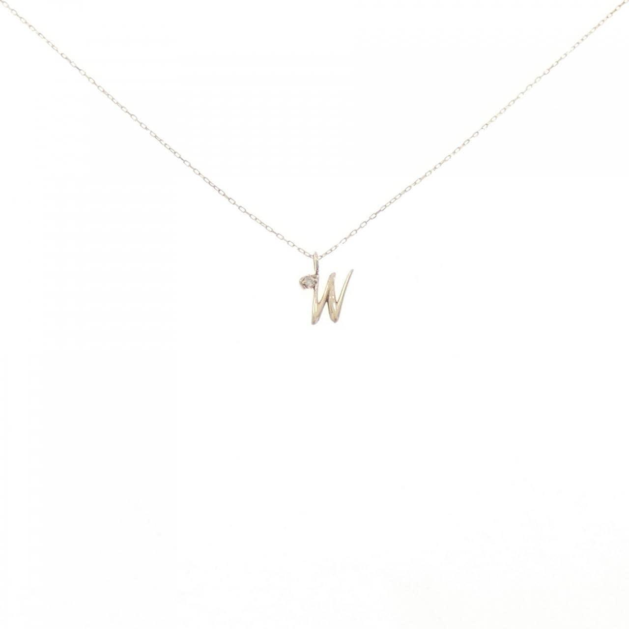 K10YG イニシャルW ダイヤモンド ネックレス